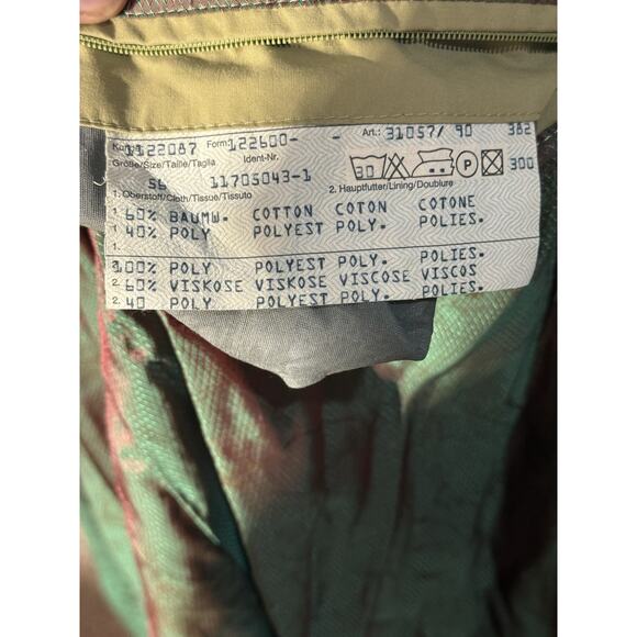 Vintage 1980s Bugatti Germany Trench Coat Khaki Belted Raincoat 54 Iridescent - Picture 7 of 7